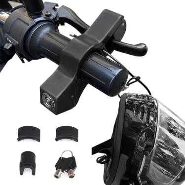 Imagem de Conjunto de trava de capacete e trava de freio 2 em 1 antifurto para motocicleta para quadriciclos, scooters e acessórios de bicicleta suja, preto