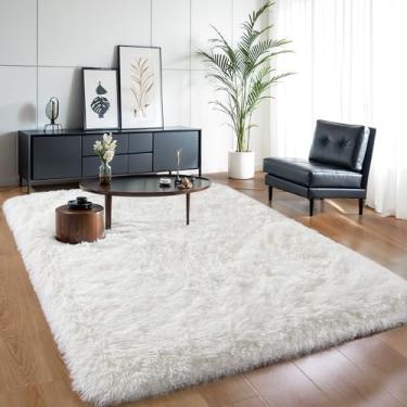 Imagem de KCHOWUA 12,5 x 17,8 cm, branco creme, grosso, fofo, tapete para sala de estar, tapete grande lavável para quarto, moderno, macio, felpudo, felpudo, felpudo, espesso, para crianças, meninos, meninas,