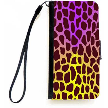 Imagem de Rikki Knight Capa carteira flip com design de girafa em tons rosa e amarelo para iPhone 5c da Apple