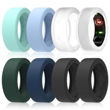 Imagem de SZJCLTD Pacote com 8 capas para anel Oura Ring Gen 4/Gen 3/Samsung Galaxy Ring, capa de anel de silicone elástico antiarranhões para malhar na academia - Patente pendente