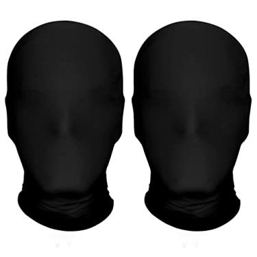 Imagem de 2 peças de tecido preto para máscara de rosto inteiro BW 2ª pele máscaras unissex capuz de elastano de Halloween