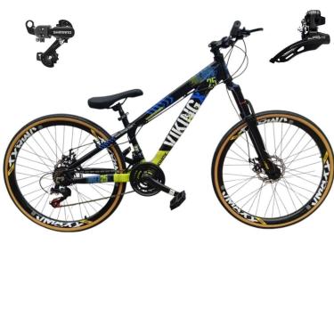 Imagem de Bicicleta 26 VikingX T25 24v Aluminio Cambios SHIMANOS Indexado Pneu Slick Fino Fx Amarela1.50-Unissex
