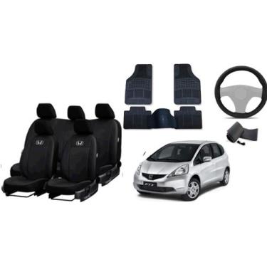 Imagem de Conjunto Capa de Couro Fit 03-08 + Tapete + Capa de Volante - Carro No