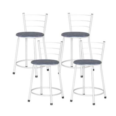 Imagem de Jogo 4 Banqueta Baixa Ratan Branca Retro - Lamar Design, Azul