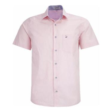 Imagem de Camisa Masculina Social Manga Curta Amil Com Bolso 1850, Rosa bebê, 7