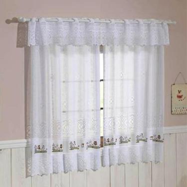 Imagem de Cortina Cozinha Renda 2.00x1.20m Branca Com Estampa Corujinhas  - Amor