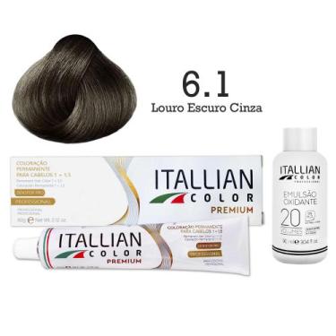 Imagem de Coloração 6.1 Louro Escuro Cinza + Oxi 20 Vol  Itallian Color