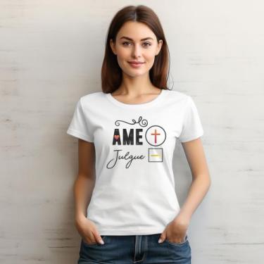 Imagem de Camiseta Feminina T-shirt 100% Algodão Estampas Religiosas Moda Cristã