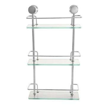 Imagem de Prateleira de Vidro para Banheiro, 3 Níveis, Suporte em Alumínio, Organizador de Shampoo