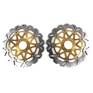 Imagem de 1 par de discos de freio dianteiros flutuantes compatíveis com Ducati SS SUPERSPORT 1000 2003-2006, ST3 1000 2004-2006, ST3 1000S ABS 2006 2007, peças de acessórios para motocicletas douradas