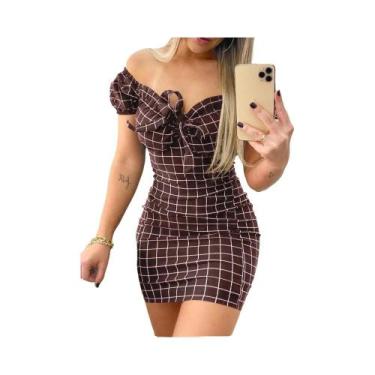 Imagem de Saia Curta Sexy com Detalhes em Grade - Estilo Verão, BR-G, Clarete