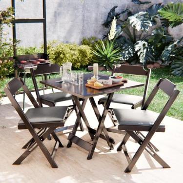 Imagem de Mesa De Jantar 70x70 Dobrável Bistrô Para Barzinho Com 4 Cadeiras - Mo