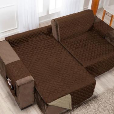 Imagem de Capa para Sofa Retrátil 1,80m Dupla Face Tabaco-Caqui - Charme do Deta
