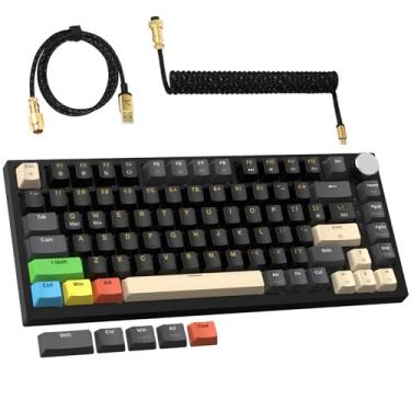 Imagem de ATTACK SHARK K85 Teclado para jogos Rapid Trigger com cabo espiral, teclado mecânico com fio de 82 teclas, ponto de atuação do interruptor magnético ajustável, junta (preto)