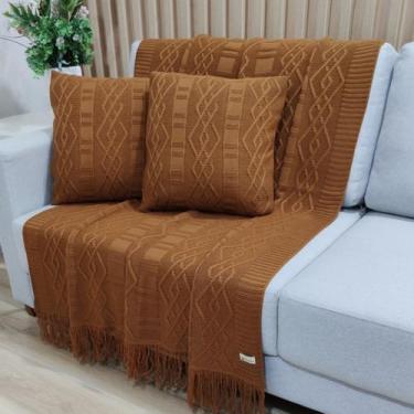 Imagem de Manta Xale Tricot para Sofa 150x90cm +2 Capa de Almofada C5 - USUFRUTO
