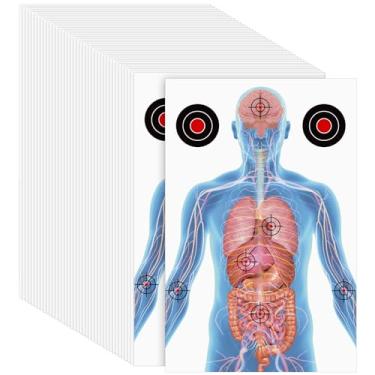 Imagem de Hollowfly 50 folhas de alvos de tiro de papel de 58 x 89 cm Silhueta de alvos humanos medicamente projetados para prática de pistola de tiro em ambientes internos (elegante)