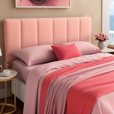 Imagem de Cabeceira Estofada Modular Cama Casal Padrao 1,60mX45cm Módulos Adesivos (Rosa)