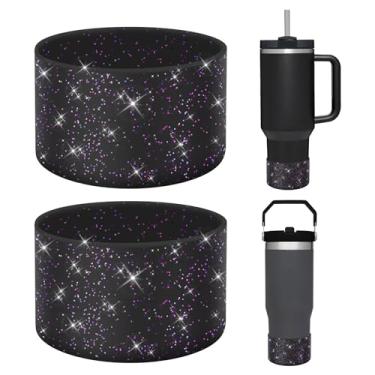 Imagem de WUQID Pacote com 2 botas de silicone brilhantes compatíveis com Stanley Quencher Adventure 1,134 g e Stanley IceFlow 590 ml, 850 g, reduz amassados capa inferior de garrafa de água de silicone