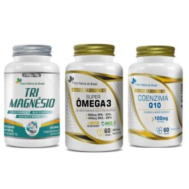 Imagem de Kit de Suplementos Ômega 3, Coenzimaq10, Tri Magnésio 60 cápsulas Flor