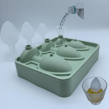 Imagem de Molde engraçado de cubo de gelo para presente de festa, bandeja de gelo para freezer de silicone, moldes grandes para fazer cubos de gelo para uísque, coquetel, bourbon e suco (verde)