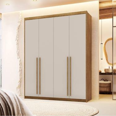 Imagem de Guarda Roupa Roupeiro Casal Dubai 4 Portas Nature Fendy Vila Rica