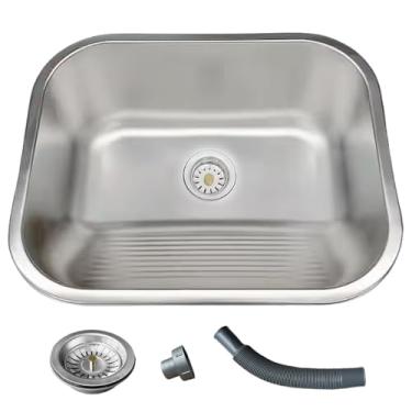 Imagem de Tanque Inox Lavanderia 55x45 Com Válvula Aço Inox Brinovar