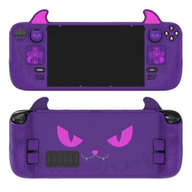 Imagem de PlayVital Cute Demon Protective Case for Steam Deck LCD & OLED, Kawaii Anti-Slip Protector for Steam Deck OLED with Thumb Grip Caps & Trackpads Stickers & Back Button Enhancement Set - Purple