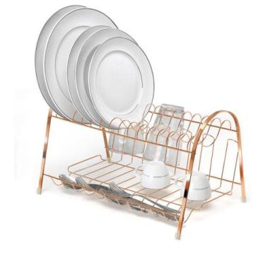 Imagem de Escorredor De Louças Pratos Max Duplo Rose Gold Arthi