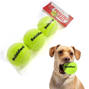 Imagem de Bolas de tênis para cães Oeab, pacote com 3 bolas de brinquedo para animais de estimação, 6,5 cm de diâmetro