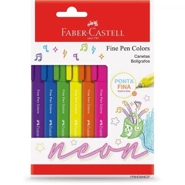Imagem de Caneta Fine Pen Colors 0.4mm Ponta Fina Estojo 6 Cores - Faber Castell