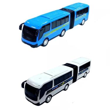 Imagem de 2x Ônibus Metropolitano Articulado Miniatura Brinquedo Na Solapa - Diverplas