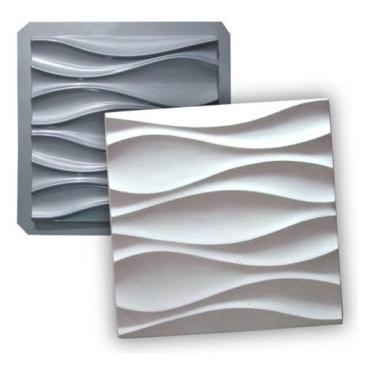 Imagem de Molde Gesso Resistente Revestimento Parede Ondas 30X30Cm 3D