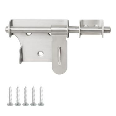 Imagem de Alise Trava de porta de parafuso deslizante de 15 cm, travas de cadeado resistentes SUS304 parafusos de barril de aço inoxidável fechadura de porta de segurança, ferragens de porta dupla face para
