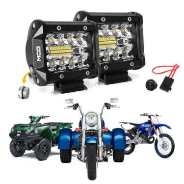 Imagem de Par Farol Milha Led Automotivo Mod LEDs 60W 6500K Lente 8D Foco Spot e Flood 9,5cm Carro Moto