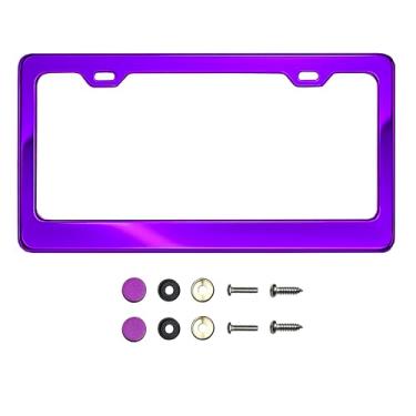 Imagem de Moldura de placa de licença de aço inoxidável T304 – Acabamento polido espelhado 8K, resistente à ferrugem, design fino, ajuste universal, inclui tampas de parafuso, arruelas e parafusos de aço