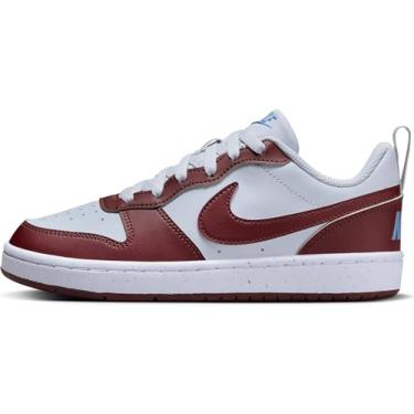 Imagem de Nike Court Borough Low Recraft para meninos, Pure Platinum Dark Team Red Blue Beyond, 18