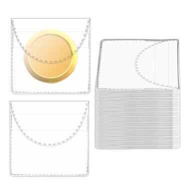 Imagem de 50PCS Single Pocket Coin Sleeves, 2.1 X 2.1 Inches Individual Coin Holders, Plastic Coin Pouch Coin Protectors for Coins Jewelry Ring Earring Gemstone
