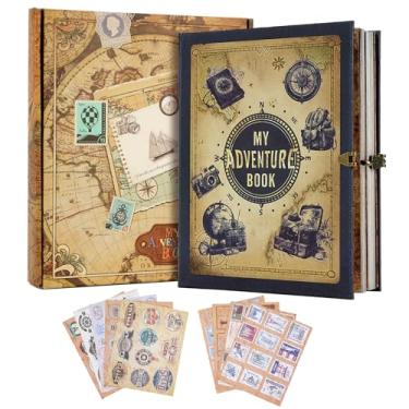 Imagem de Tpudn Meu Livro De Aventuras, Álbum Fotos Em Relevo Estilo Retrô Com 124 Páginas, Diário Viagem Feito À Mão, Para Casais, Aniversário, Casamento, Presentes Natal (Azul)