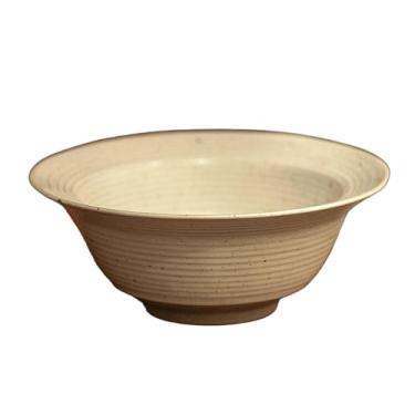 Imagem de Tigela de salada instantânea de frutas, tigela de chapéu de palha retrô para casa - branco gergelim