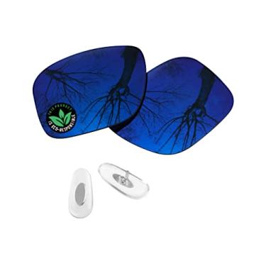 Imagem de Raydi Lentes de reposição de policarbonato e protetores de nariz para óculos de sol quadrados RayBan Chromance RB4264 58 mm - Trail Blue Mirror - Polarizado