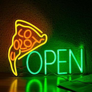 Imagem de JLEWUINH Placa De Neon Aberta Para Pizza, Deliciosa Placa De Neon Led Para Decoração De Parede, Placa De Neon Led Aberta Regulável Para Pizzarias, Restaurantes, Mercados, Lojas De Conveniência, Emp