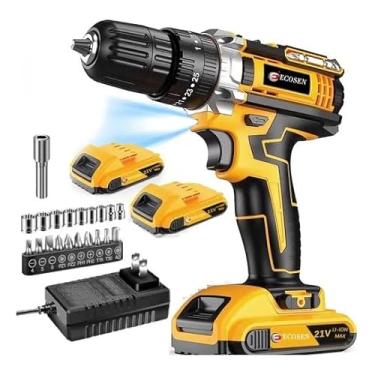 Imagem de Furadeira Parafusadeira Com Chave De Fenda Escovada 21v - 2 Baterias Sem Fio Portátil Profissional