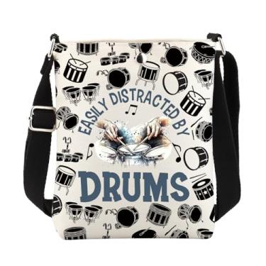 Imagem de FUSTMW Presentes de bateria para mulheres, bolsa transversal de tambor, bolsa tiracolo para amantes de tambor, presentes de músicos, presente de banda, Bolsa C Drums