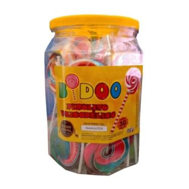 Imagem de Pirulito Psicodelico Colorido Pote - 30Un - 720gr - Bidoo