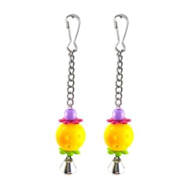 Imagem de Ioensy 2x brinquedos de pássaro de estimação gaiola brinquedos coloridos pequenos a médios engraçados pequenos grandes pássaros brinquedos de, Amarelo