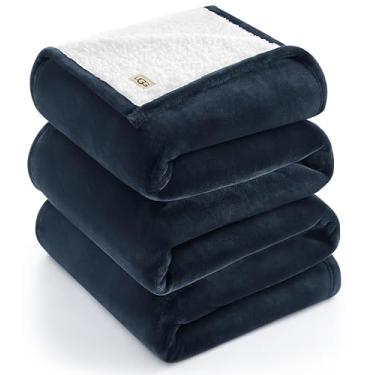 Imagem de UGG Ariana King/California King Cobertor de lã macio reversível macio felpudo aconchegante cobertor grande lavável na máquina decoração de quarto para sofá grande ou cama, 279 cm x 228 cm, azul