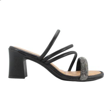 Imagem de Tamanco Feminino Mississipi Salto Bloco Enfeite Pewter Rives Preto