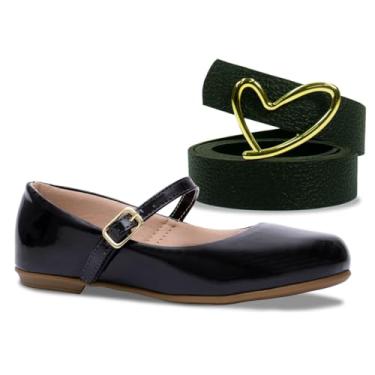 Imagem de Kit Cinto E Sapatilha Salto Feminino Infantil Sapato K43 (Sapatilha com Cinto Preto, BR, Criança de 4 a 8 anos, Numérico, 28)