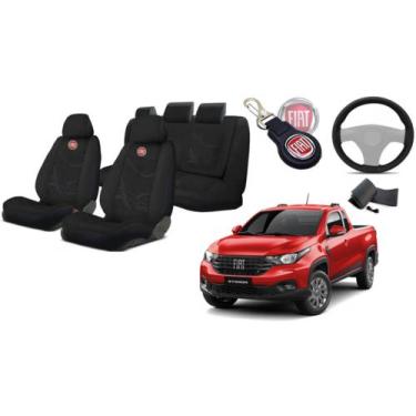 Imagem de Capas Personalizadas Strada 2019-2023 + Capa Volante + Chaveiro - Kit 