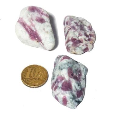 Imagem de 03 Turmalina Rosa Rolado Pedra G 30 a 45mm Classe A - CristaisdeCurvel